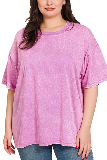 Plus Washed Short Sleeve Top