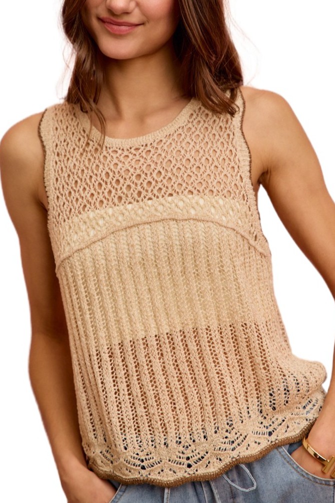 Crochet Lace Light Weight Sweater Sleeveless Top
