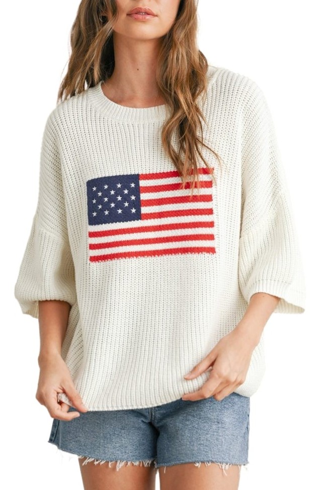 Flag Print Knit Sweater