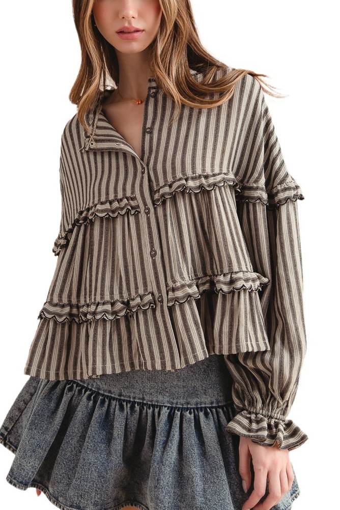 Variegated Stripe Reversible Flowy Boho Top