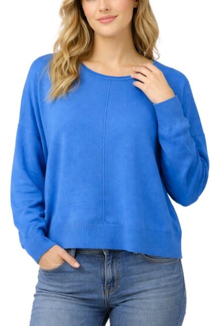 Seam Front Round Neck Pullover
