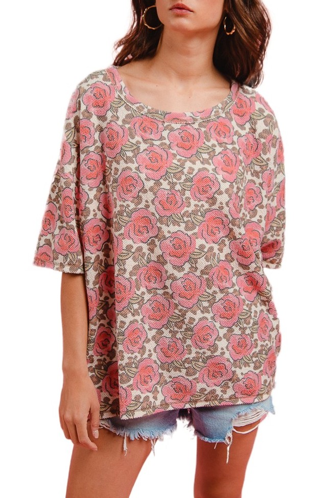 Printed Cp French Terry Reverse Stitch Top