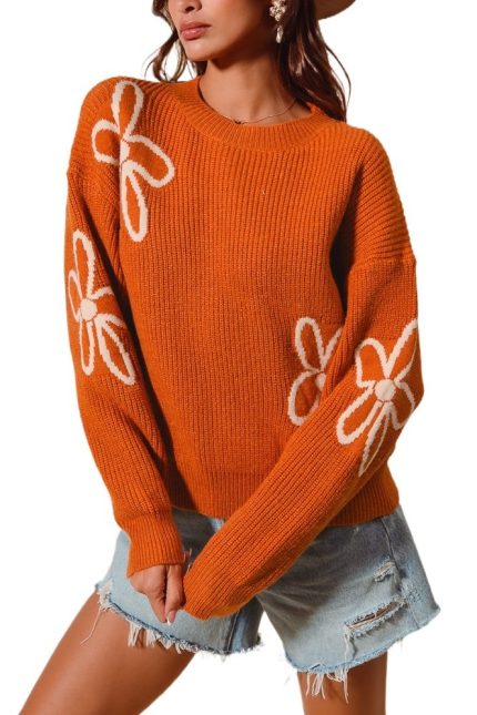 Floral Pullover Sweater Top