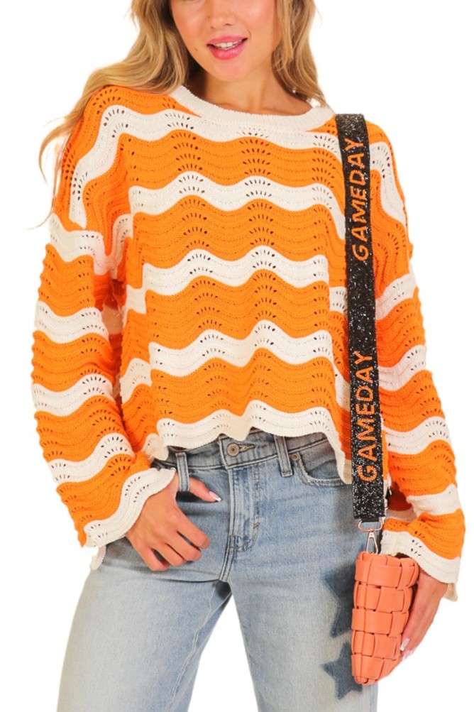 Wavy Textured Knit Spring Sweater