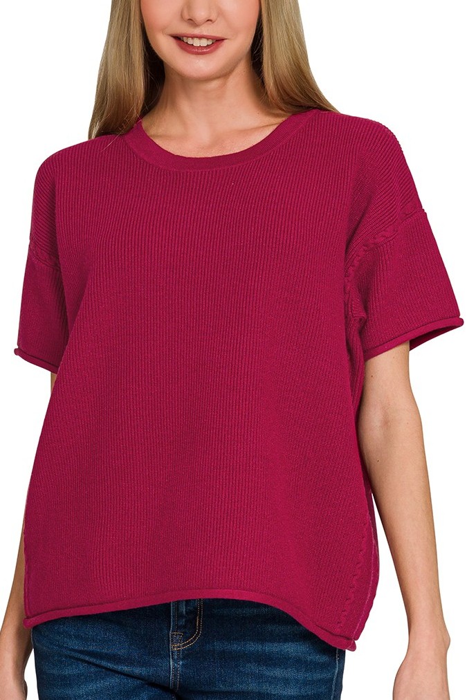 Viscose Round-neck Short Sleeve Sweater