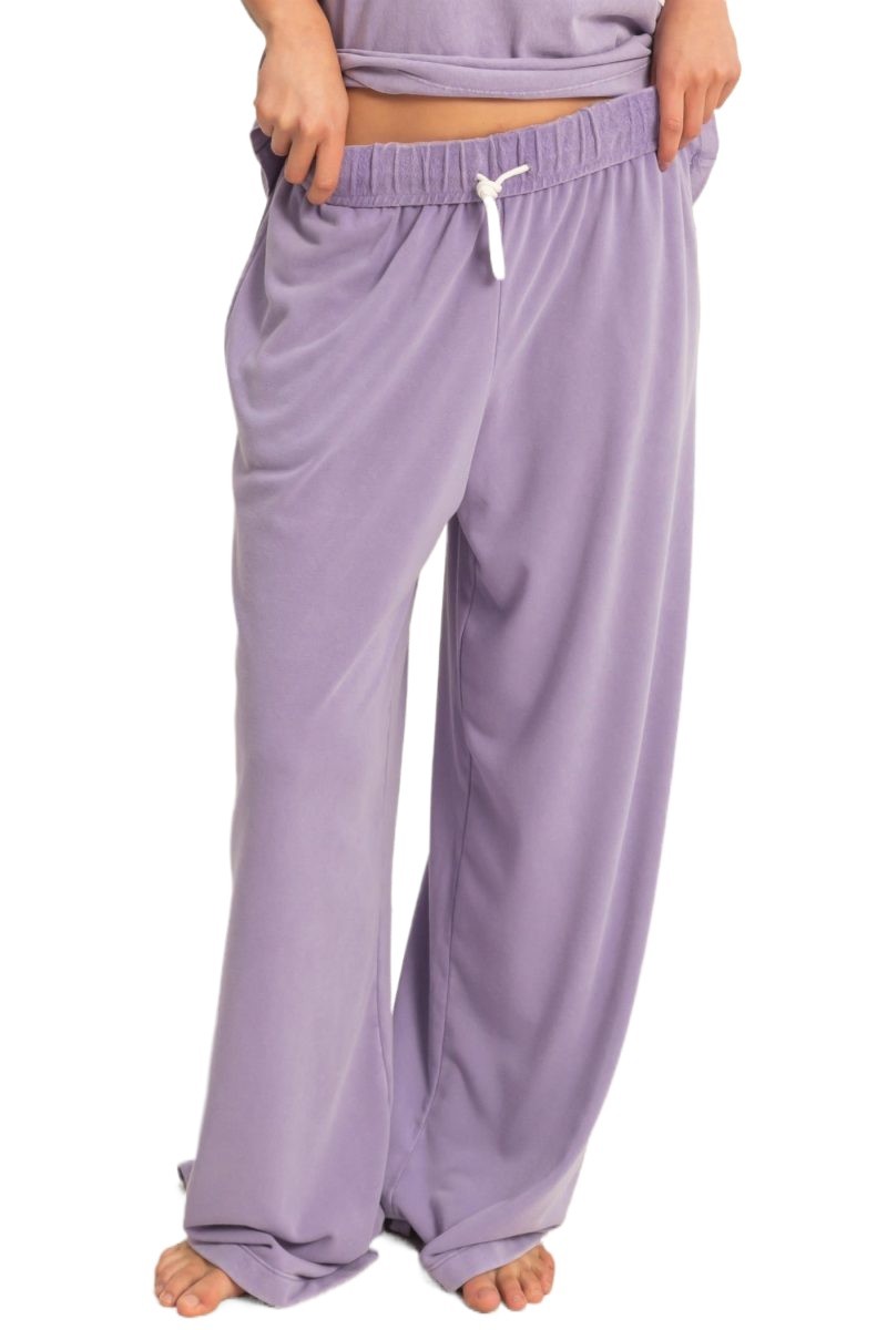 Fold Over Waist Wide Leg Sweatpant
