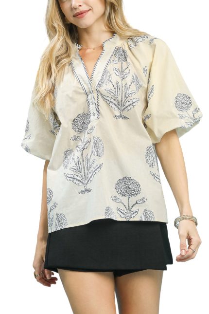 Floral Print V-neck Top