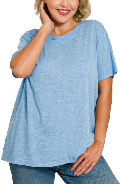 Plus Cotton Boyfriend Round Neck Tee