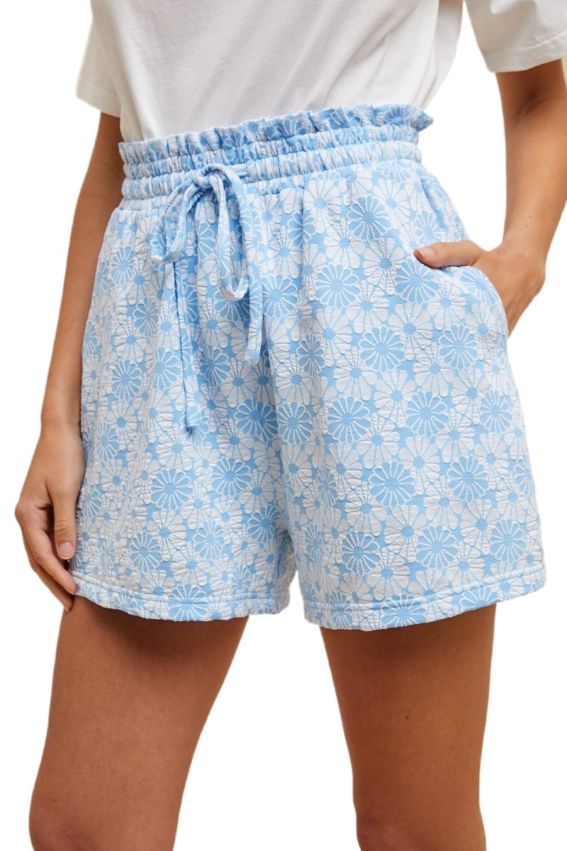 Comfy Stretch Daisy Jacquard Knit Shorts