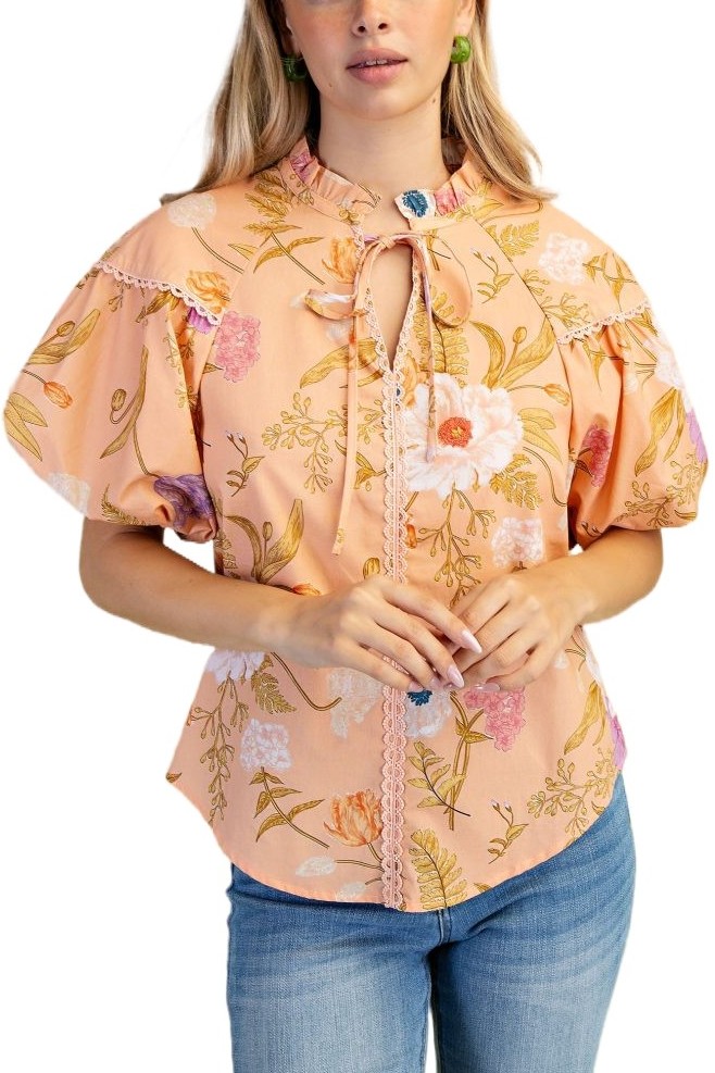 Floral Print Puff Sleeve Top