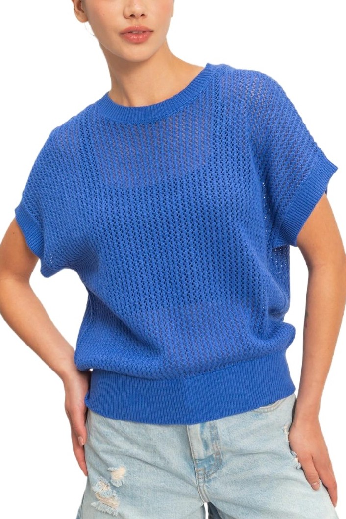 Open-knit Dolman Sleeve Top
