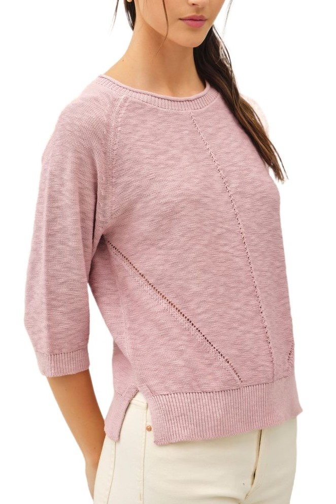 3/4 Sleeve Slub Reglan Loose Sweater