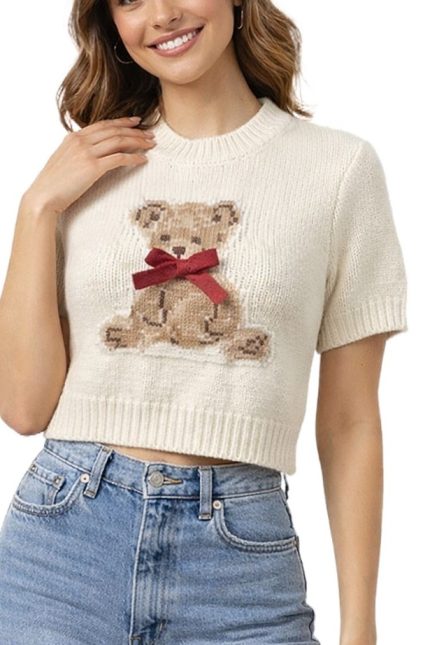 Cropped Teddy Bear Sweater