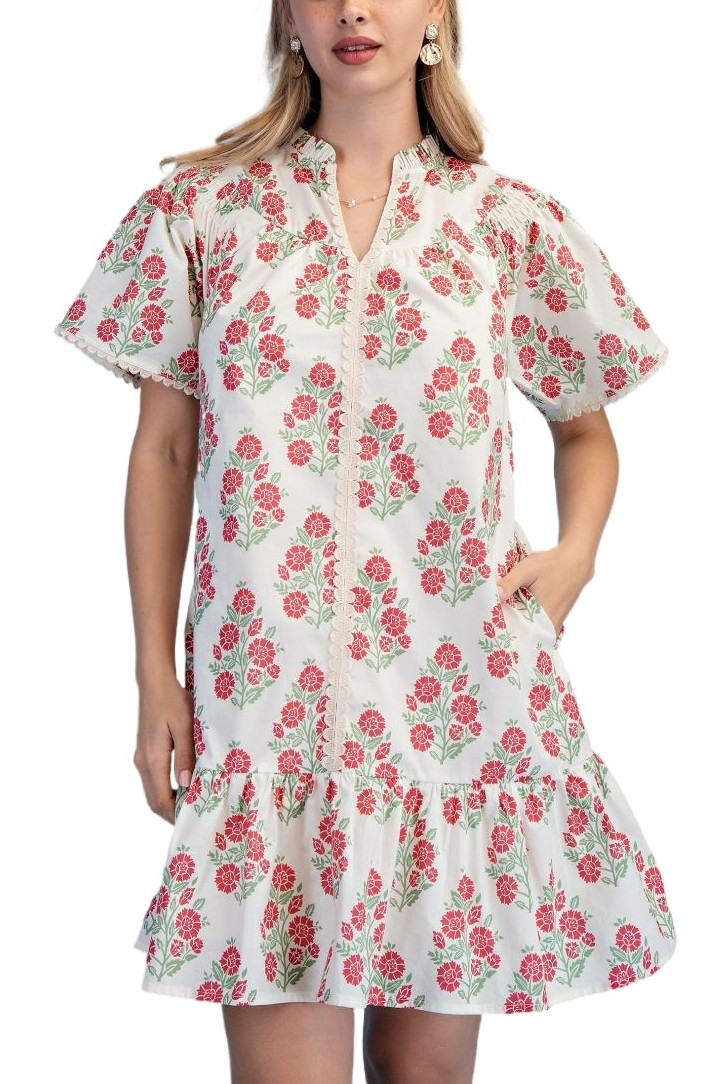 Floral Print V-neck Dress