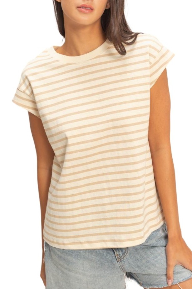 Striped Cap Sleeve Relaxed Everyday Tee