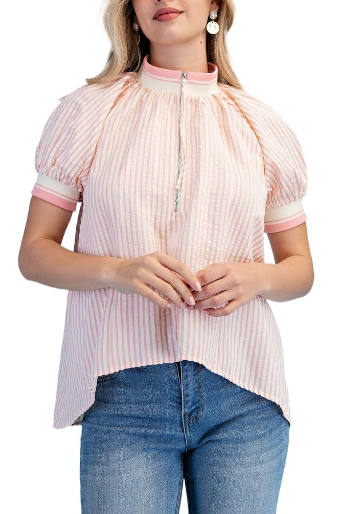 Striped High-low Top