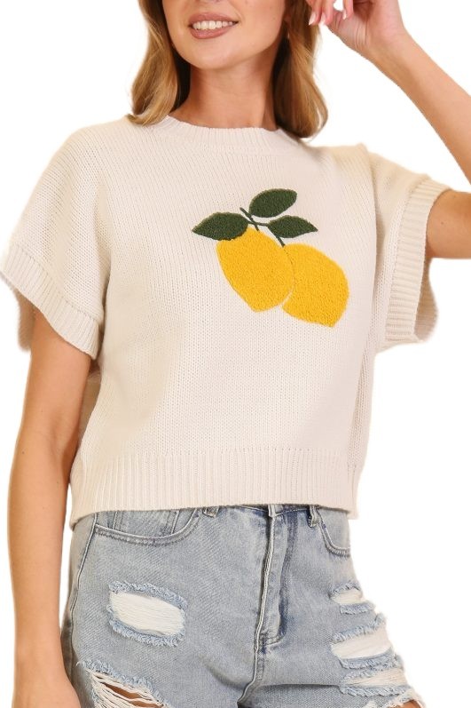 Limoncello Lemon Knit Sweater Top