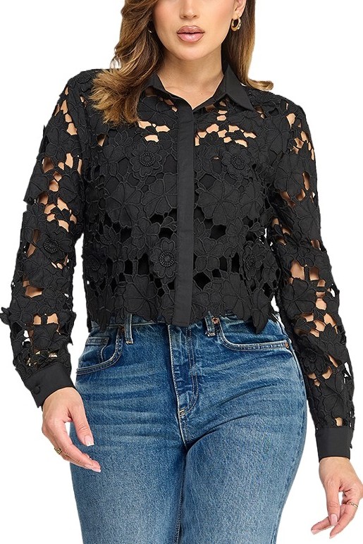Crochet Lace Long Sleeve Shirt