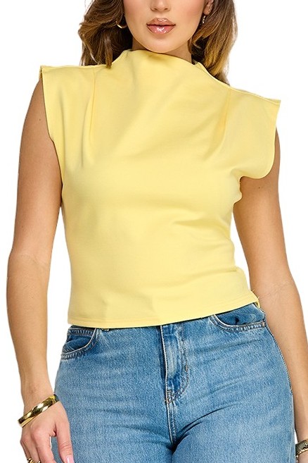 Cap Sleeve Mock Neck Top