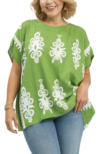 Plus Oversized Border Print Top