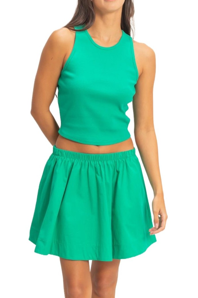 Sleeveless Ribbed Top And Skirt Set