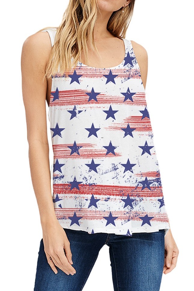 American Flag Star Print Tank Top