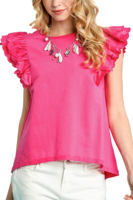 Ruffled Sleeves French Terry Top