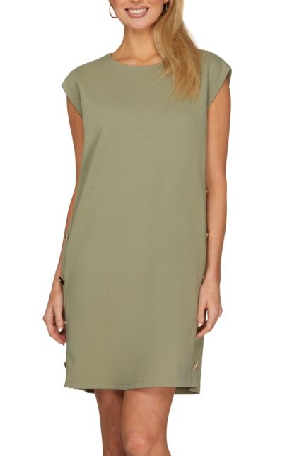 Side Buttoned Knit Mini Dress