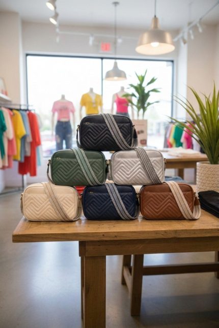 Chevron Weave Crossbody Camera Bag