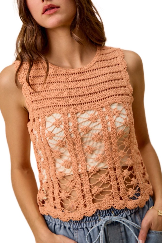 Crochet Knitted Lace Sweater Tank Top