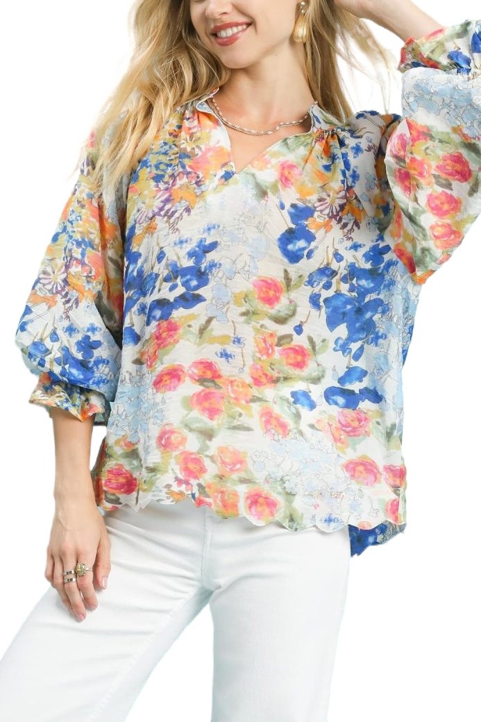 Watercolor Floral Blouse