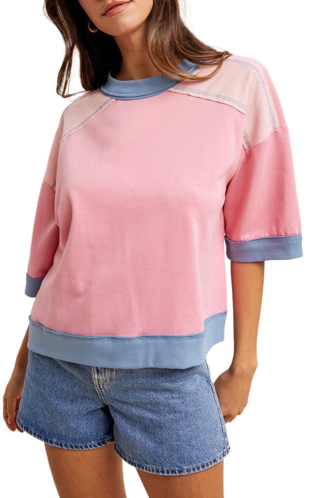 Multi Color Block Half Sleeve Sweatshirt