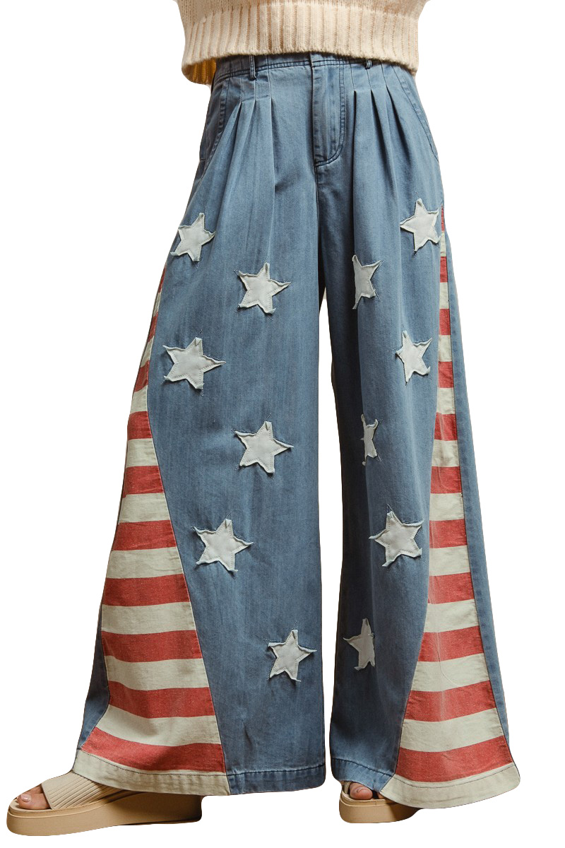 Vintage Washed American Flag Theme Star Patches