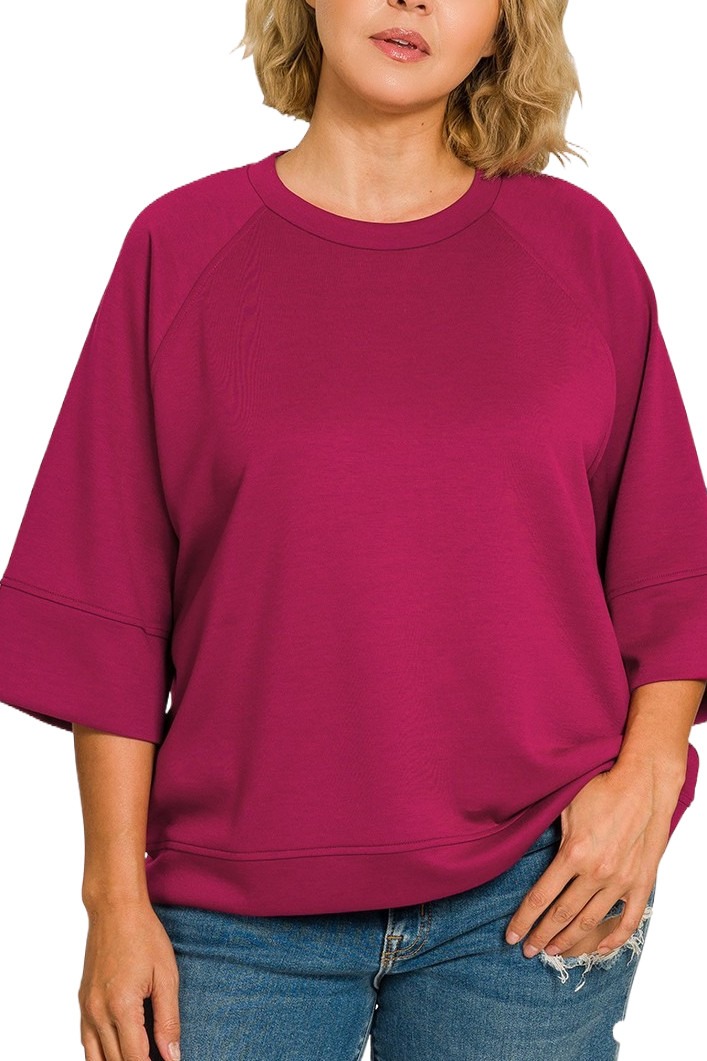 Plus Scuba 3/4 Sleeve Pullover