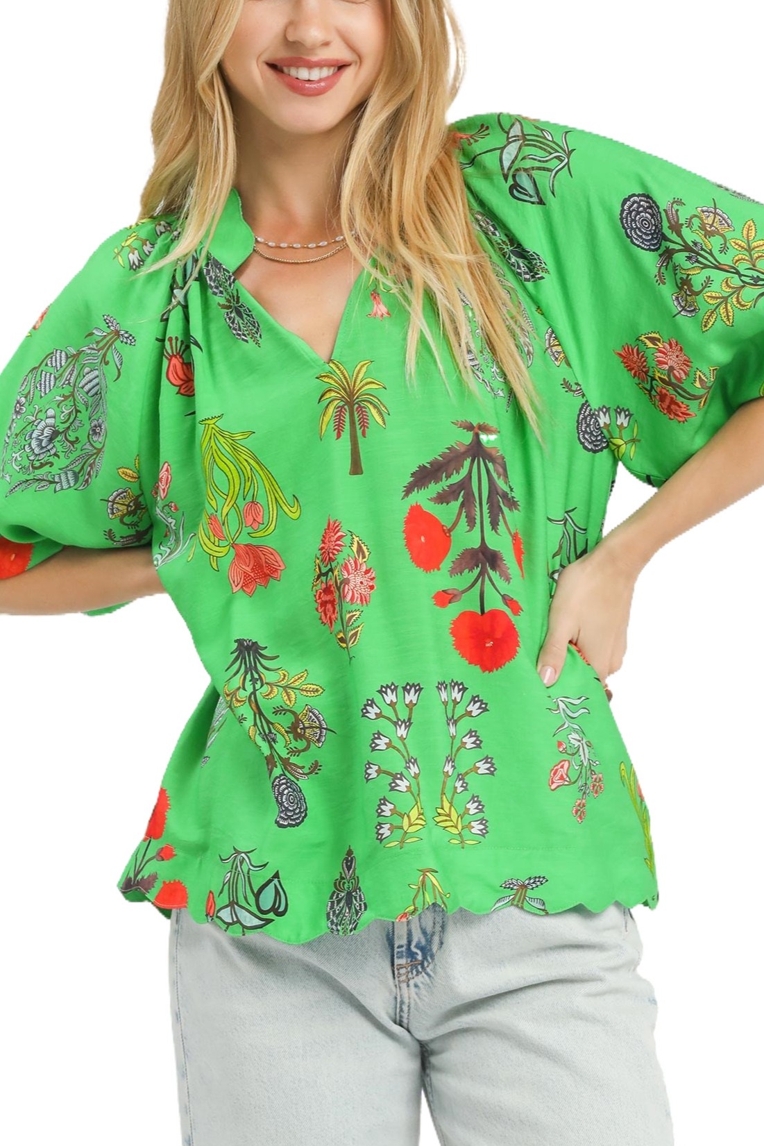 Floral Encyclopedia Print Blouse