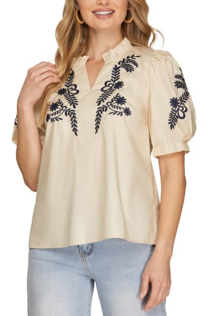Short Sleeve Embrordered Top