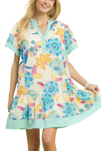 Tiered Floral Print Popover Mini Dress