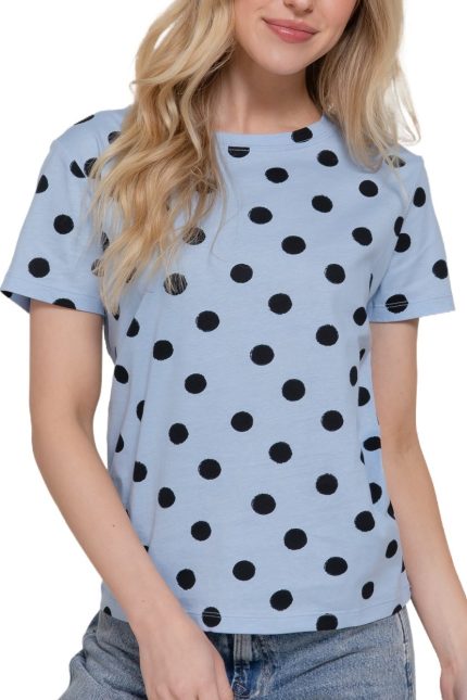 Short Slv All Over Dot Print T-shirt