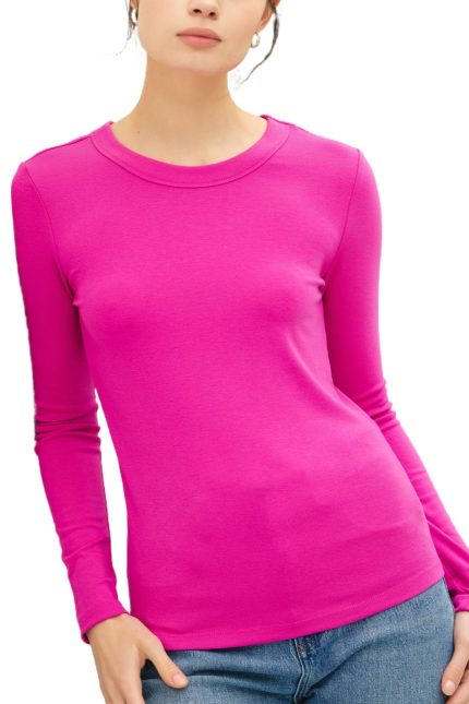 Round Neck Long Sleeve Knit Top