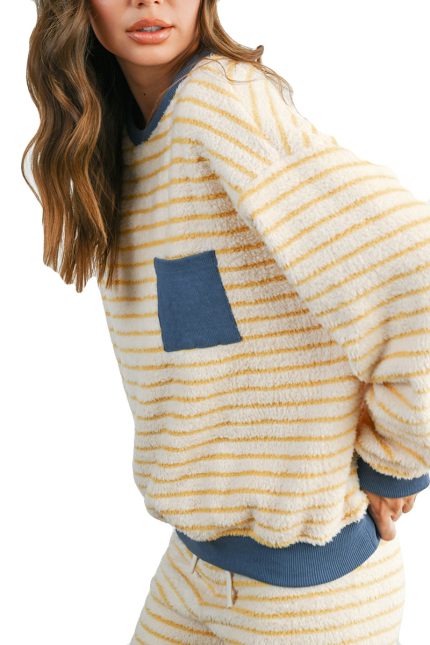 Striped Oversized Crewneck Long Sleeve Sweater