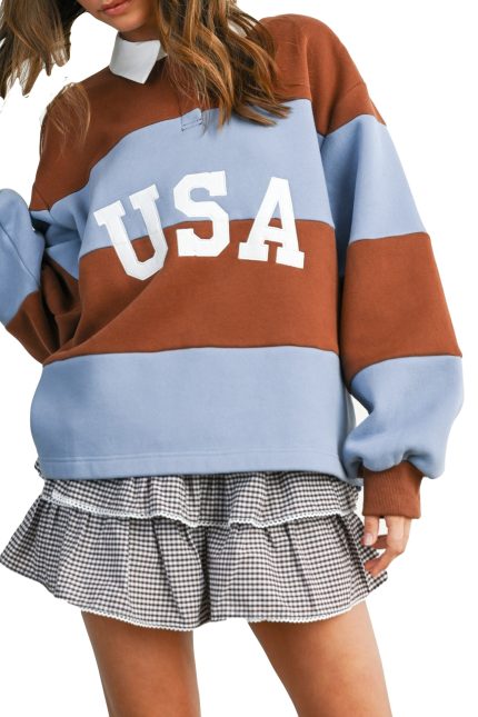 Striped Collared Long Sleeve Top