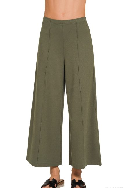 Heavy Ponte Elastic Waistband Pintuck Pants