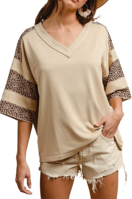 French Terry With Leoaprd Block Cut Edge Detail