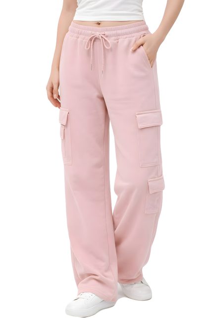 Fleece Straight Leg Mid Rise Cargo Pants