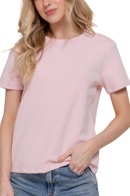 Short Slv Round Neck Soft Knit Top