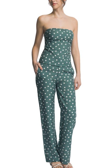 Polka Dot Strapless Wide-leg Pants Set