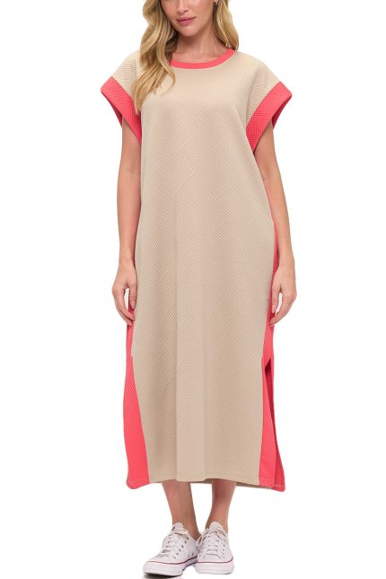 Color Blocked Textured Dress