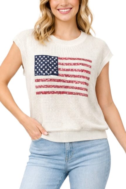 Sequin Us Flag Vest
