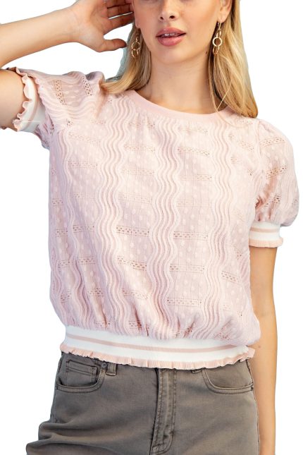 Textured Round Neck Top