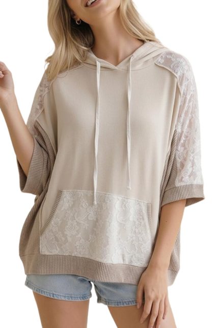 Floral French Terry Color Block W/ Hoodie Top